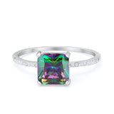 Cushion Cut Art Deco Wedding Engagement Bridal Ring Round Cubic Zirconia 925 Sterling Silver