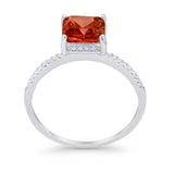 Cushion Cut Art Deco Wedding Engagement Bridal Ring Round Cubic Zirconia 925 Sterling Silver
