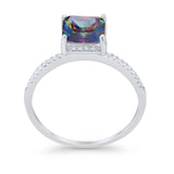 Cushion Cut Art Deco Wedding Engagement Bridal Ring Round Cubic Zirconia 925 Sterling Silver