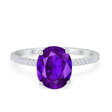 Oval Art Deco Wedding Engagement Bridal Ring Round Cubic Zirconia 925 Sterling Silver