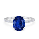 Oval Art Deco Wedding Engagement Bridal Ring Round Cubic Zirconia 925 Sterling Silver