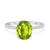 Oval Art Deco Wedding Engagement Bridal Ring Round Cubic Zirconia 925 Sterling Silver
