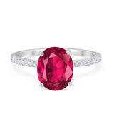 Oval Art Deco Wedding Engagement Bridal Ring Round Cubic Zirconia 925 Sterling Silver