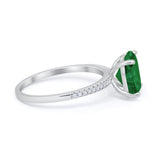 Oval Art Deco Wedding Engagement Bridal Ring Round Cubic Zirconia 925 Sterling Silver