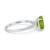 Oval Art Deco Wedding Engagement Bridal Ring Round Cubic Zirconia 925 Sterling Silver