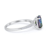 Oval Art Deco Wedding Engagement Bridal Ring Round Cubic Zirconia 925 Sterling Silver
