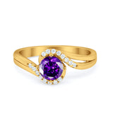 Swirl Wedding Engagement Ring Round Simulated Cubic Zirconia 925 Sterling Silver