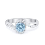 Swirl Wedding Engagement Ring Round Simulated Cubic Zirconia 925 Sterling Silver
