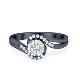 Swirl Wedding Engagement Ring Round Simulated Cubic Zirconia 925 Sterling Silver