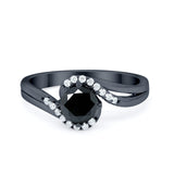 Swirl Wedding Engagement Ring Round Simulated Cubic Zirconia 925 Sterling Silver