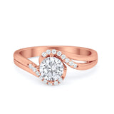Swirl Wedding Engagement Ring Round Simulated Cubic Zirconia 925 Sterling Silver
