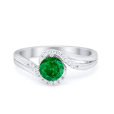 Swirl Wedding Engagement Ring Round Simulated Cubic Zirconia 925 Sterling Silver