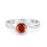 Swirl Wedding Engagement Ring Round Simulated Cubic Zirconia 925 Sterling Silver