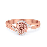 Swirl Wedding Engagement Ring Round Simulated Cubic Zirconia 925 Sterling Silver