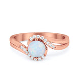 Swirl Wedding Engagement Ring Round Simulated Cubic Zirconia 925 Sterling Silver