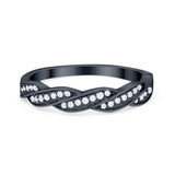 Art Deco Half Eternity Twisted Band Ring Round 925 Sterling Silver