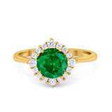 Halo Wedding Engagement Bridal Ring Round Simulated Cubic Zirconia 925 Sterling Silver