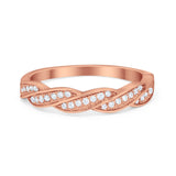 Art Deco Half Eternity Twisted Band Ring Round 925 Sterling Silver