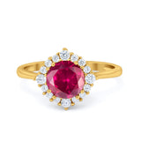 Halo Wedding Engagement Bridal Ring Round Simulated Cubic Zirconia 925 Sterling Silver