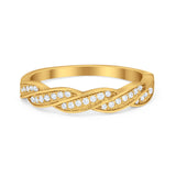 Art Deco Half Eternity Twisted Band Ring Round 925 Sterling Silver