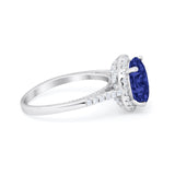 Halo Art Deco Wedding Engagement Bridal Ring Round Simulated Cubic Zirconia 925 Sterling Silver