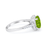 Halo Art Deco Wedding Engagement Bridal Ring Round Simulated Cubic Zirconia 925 Sterling Silver