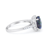 Halo Art Deco Wedding Engagement Bridal Ring Round Simulated Cubic Zirconia 925 Sterling Silver