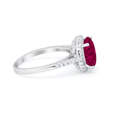 Halo Art Deco Wedding Engagement Bridal Ring Round Simulated Cubic Zirconia 925 Sterling Silver