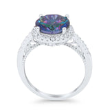 Halo Art Deco Wedding Engagement Bridal Ring Round Simulated Cubic Zirconia 925 Sterling Silver