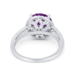 Halo Art Deco Wedding Engagement Bridal Ring Round Simulated Cubic Zirconia 925 Sterling Silver