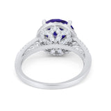 Halo Art Deco Wedding Engagement Bridal Ring Round Simulated Cubic Zirconia 925 Sterling Silver