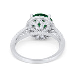 Halo Art Deco Wedding Engagement Bridal Ring Round Simulated Cubic Zirconia 925 Sterling Silver