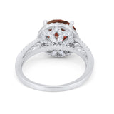 Halo Art Deco Wedding Engagement Bridal Ring Round Simulated Cubic Zirconia 925 Sterling Silver