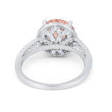 Halo Art Deco Wedding Engagement Bridal Ring Round Simulated Cubic Zirconia 925 Sterling Silver