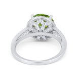Halo Art Deco Wedding Engagement Bridal Ring Round Simulated Cubic Zirconia 925 Sterling Silver