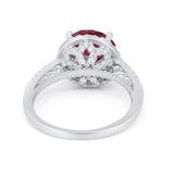 Halo Art Deco Wedding Engagement Bridal Ring Round Simulated Cubic Zirconia 925 Sterling Silver