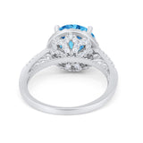 Halo Art Deco Wedding Engagement Bridal Ring Round Simulated Cubic Zirconia 925 Sterling Silver