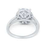 Halo Art Deco Wedding Engagement Bridal Ring Round Simulated Cubic Zirconia 925 Sterling Silver