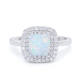 Solitiare Double Halo Wedding Ring Princess Cut Simulated Round Cubic Zirconia 925 Sterling Silver