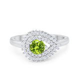 Sideways Teardrop Wedding Engagement Bridal Ring Round Simulated Cubic Zirconia 925 Sterling Silver