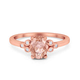 Oval Art Deco Wedding Engagement Ring Round Simulated Cubic Zirconia 925 Sterling Silver