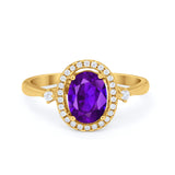 Art Deco Oval Wedding Engagement Ring Halo Round Simulated Cubic Zirconia 925 Sterling Silver