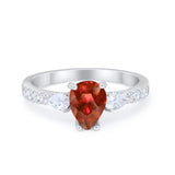 Art Deco Pear Wedding Ring Simulated Cubic Zirconia 925 Sterling Silver