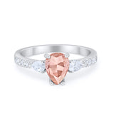 Art Deco Pear Wedding Ring Simulated Cubic Zirconia 925 Sterling Silver