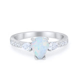 Art Deco Pear Wedding Ring Simulated Cubic Zirconia 925 Sterling Silver