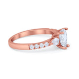 Art Deco Pear Wedding Ring Simulated Cubic Zirconia 925 Sterling Silver