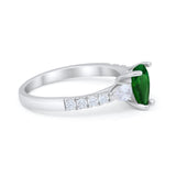 Art Deco Pear Wedding Ring Simulated Cubic Zirconia 925 Sterling Silver