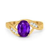 Art Deco Wedding Engagement Ring Oval Round Simulated Cubic Zirconia 925 Sterling Silver
