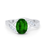 Art Deco Wedding Engagement Ring Oval Round Simulated Cubic Zirconia 925 Sterling Silver