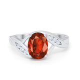 Art Deco Wedding Engagement Ring Oval Round Simulated Cubic Zirconia 925 Sterling Silver